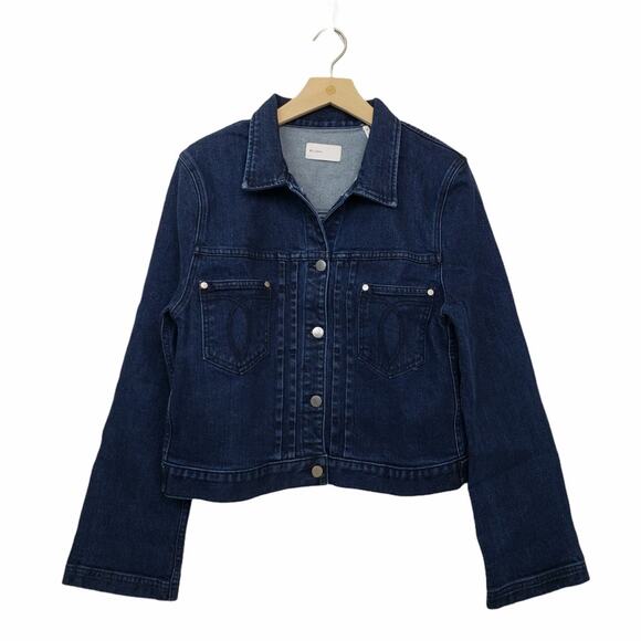 BLDWN Womens M Leon Denim Jean Jacket Dark Wash NEW - Picture 2 of 10